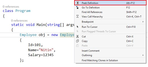 click Peek Definition 